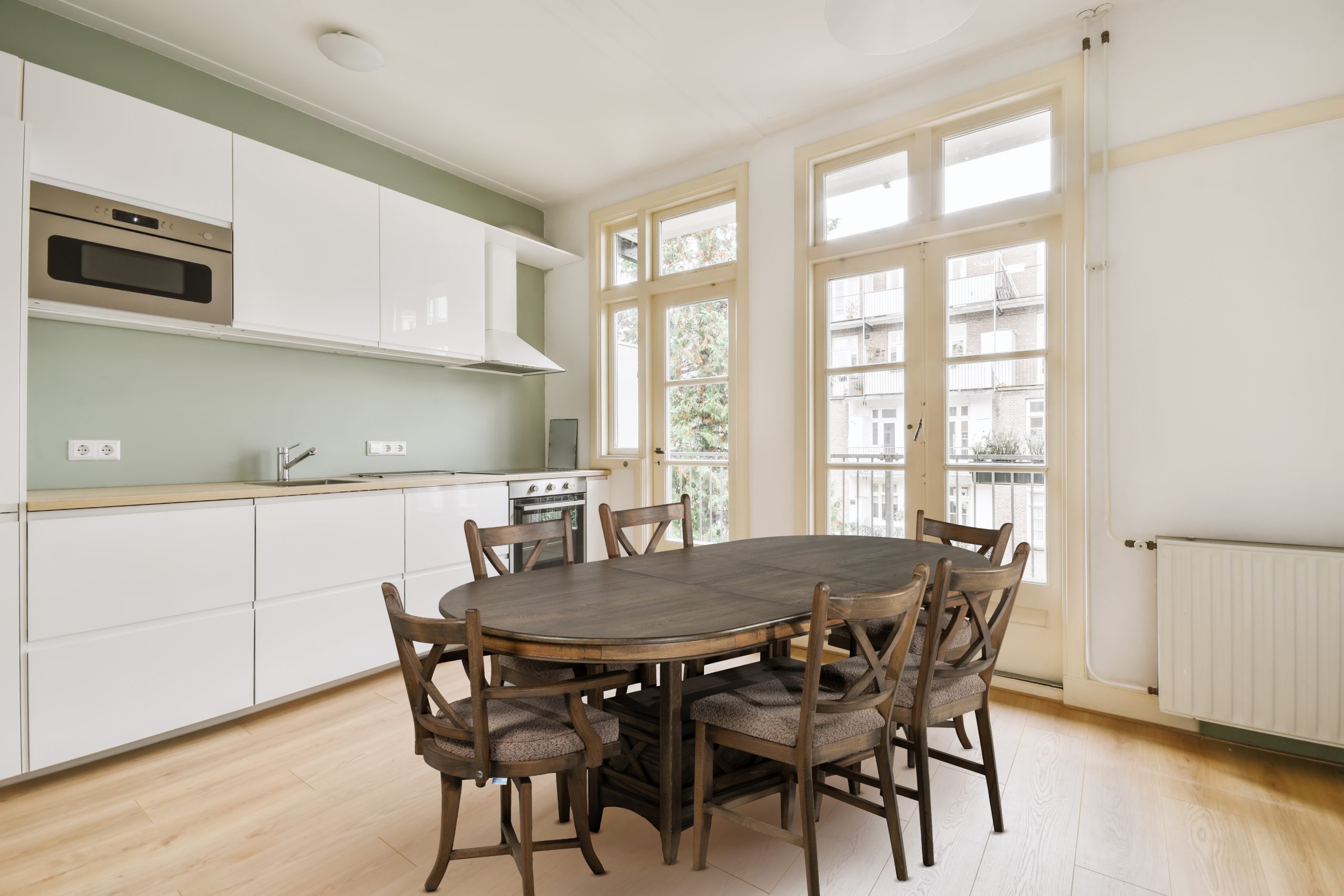 Interior of empty home kitchen with contemporary appliances